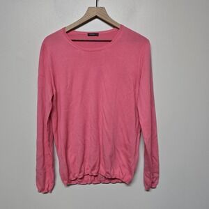 MANRICO Womens 100% Cashmere Sweater Pink Lightweight Crewneck Long Sleeve Italy